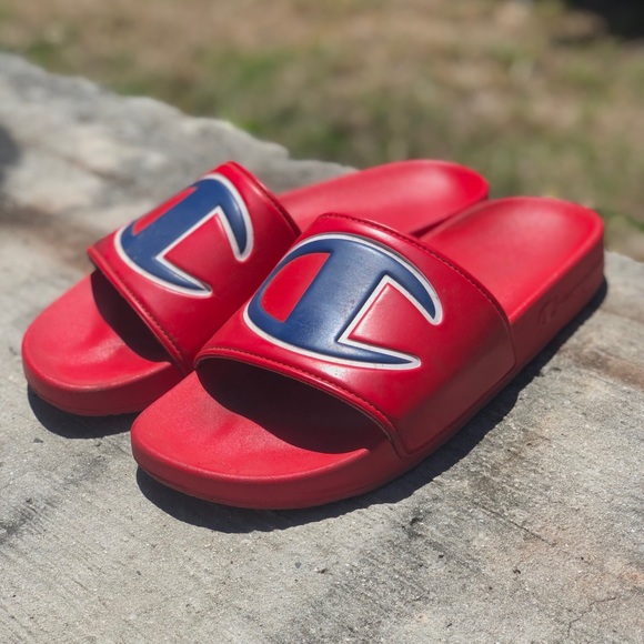 champion slippers men red
